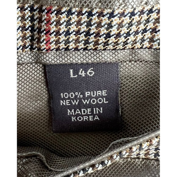 Tasso Elba Vitale Barberis Canonico Wool 2B Sport Coat Brown Plaid Mens 46L - Picture 12 of 12